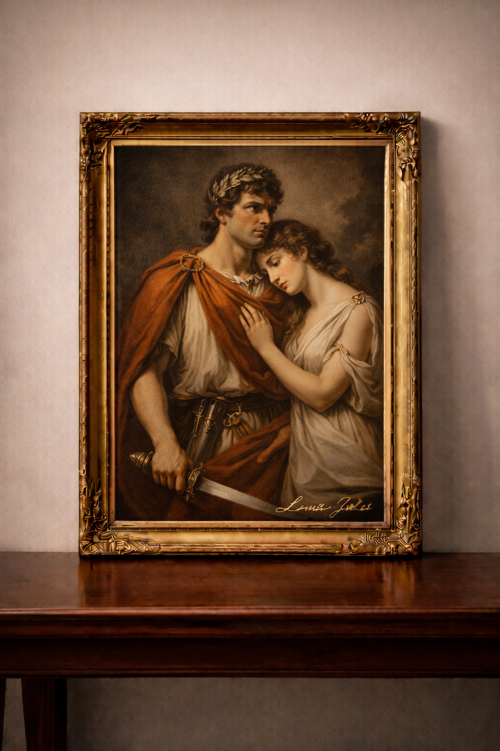 Neoclassical couple in ornate frame