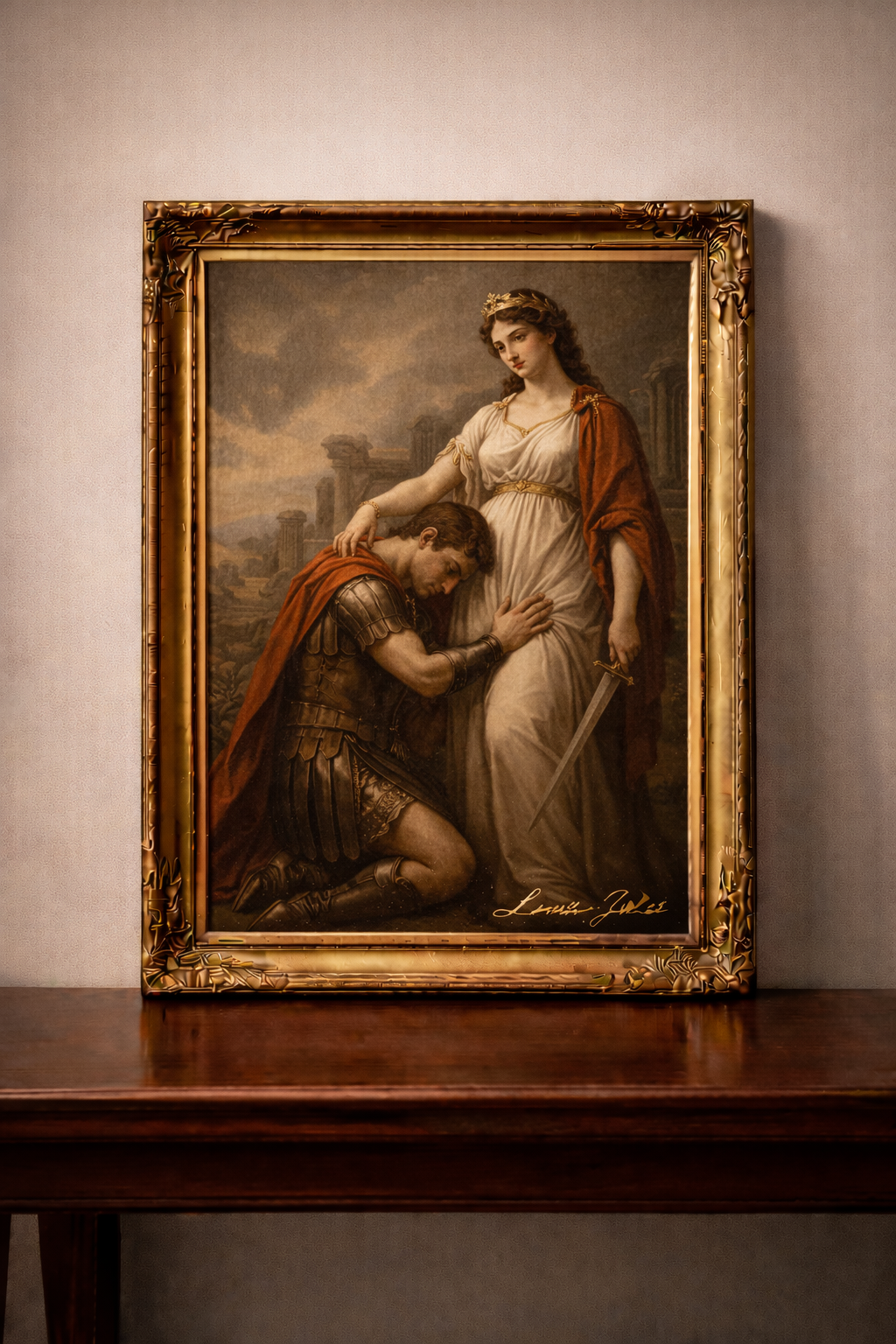 Regal woman and fallen hero