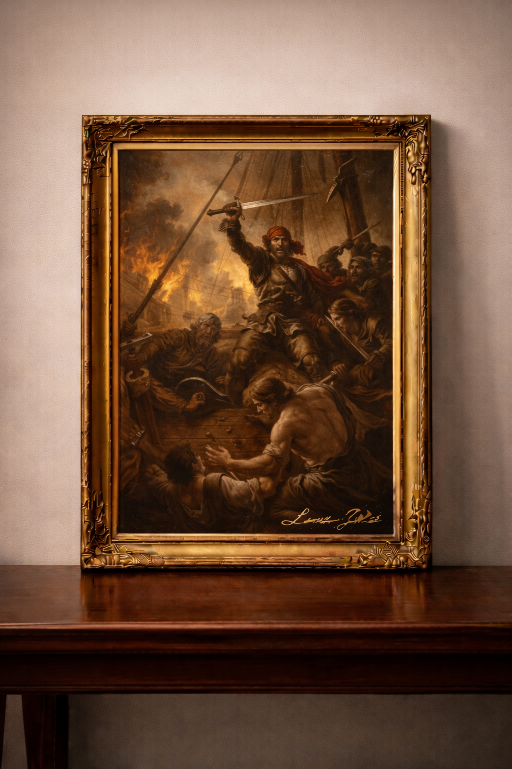 Naval battle in baroque style