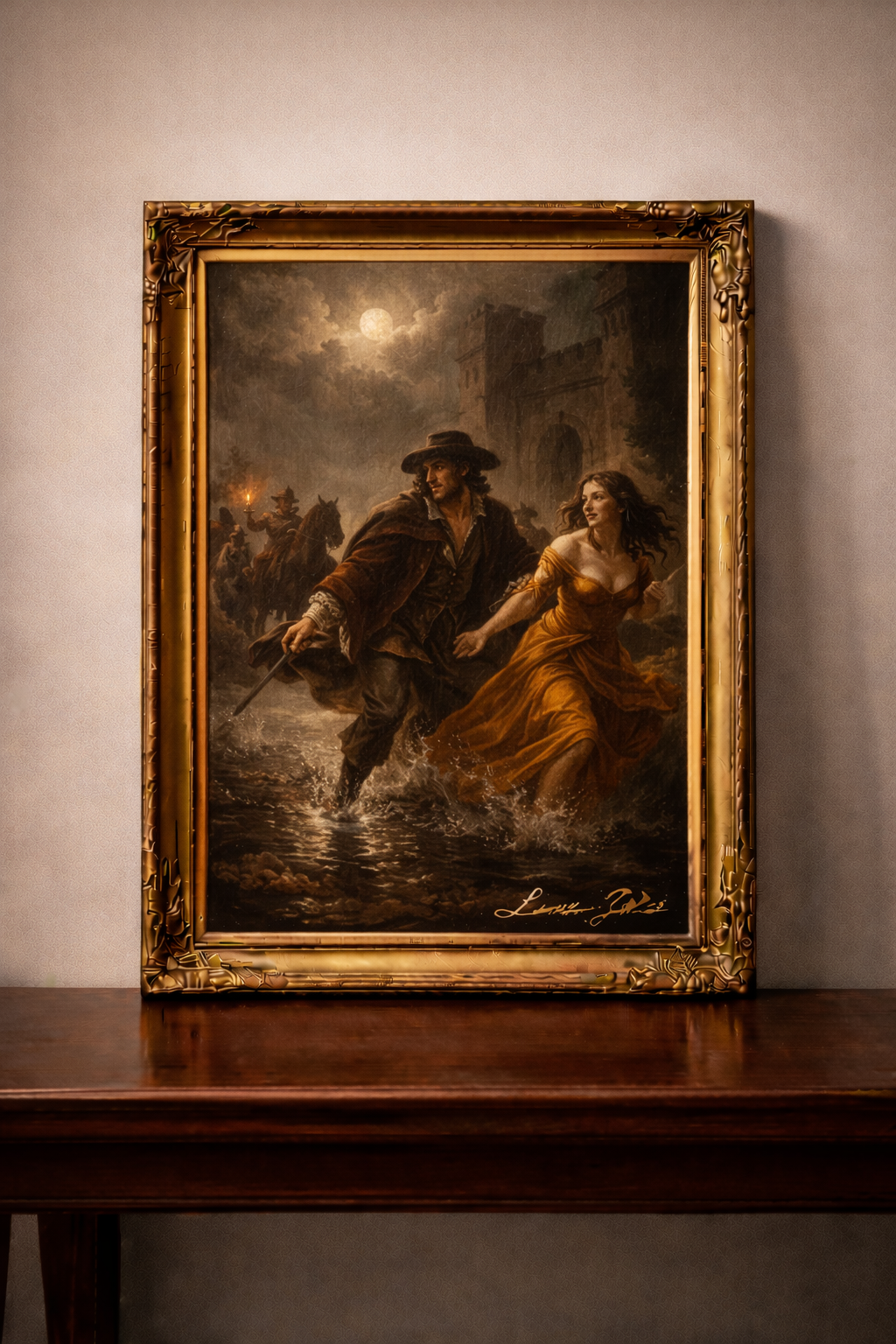 Moonlit chase through stormy night